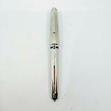 Cartier Platinum-Plated Art Deco Etched Lines & Blue Laque Limited Edition Fountain Pen - Fine 18kt Gold Nib