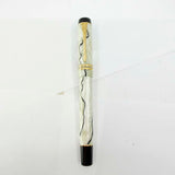Parker Duofold International (Standard Size) Lustrous Pearl & Black Fountain Pen  - Medium 18kt Gold Nib