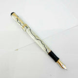 Parker Duofold International (Standard Size) Lustrous Pearl & Black Fountain Pen  - Medium 18kt Gold Nib