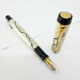 Parker Duofold International (Standard Size) Lustrous Pearl & Black Fountain Pen  - Medium 18kt Gold Nib