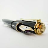 Pelikan Souveran M1000 Black Fountain Pen with Gold-Plated Trim-  Semi-Flexible Extra Fine 18kt Gold Nib