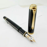 Pelikan Souveran M1000 Black Fountain Pen with Gold-Plated Trim-  Semi-Flexible Extra Fine 18kt Gold Nib