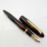 Platinum Izumo Urushi Aka-tame(Red) Hand Painted Lacquer Oversized Fountain Pen  - Broad 18kt Gold Nib