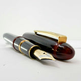 Platinum Izumo Urushi Aka-tame(Red) Hand Painted Lacquer Oversized Fountain Pen  - Broad 18kt Gold Nib