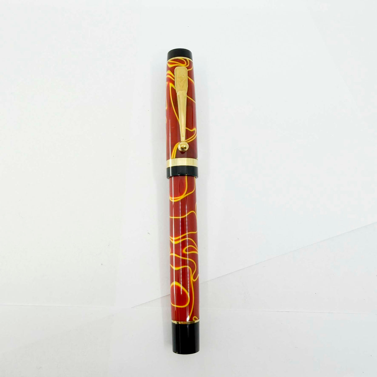 Conway Stewart Duro Rust & Yellow Swirls Fountain Pen - Fine 18kt Gold Nib