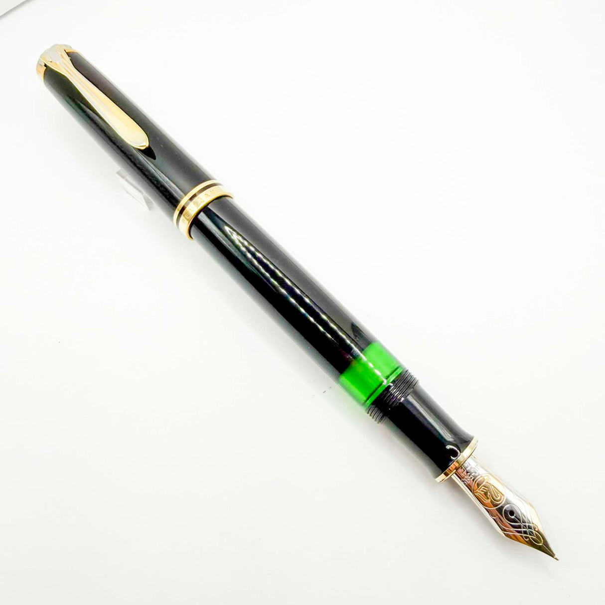 Pelikan  M800 Solid Black Fountain Pen - Early Model "W. Germany" on Cap Band + Extra Fine 14kt  Nib