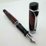 Aurora Optima  Marbled Burgundy Auroloide Fountain Pen -  Fine 14kt Gold Nib