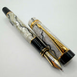 Parker Duofold Centennial (Largest Size) Lustrous  Pearl & Black Fountain Pen  - Medium 18kt Gold Nib