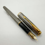 Parker Sonnet Sterling Silver Cisele Cross Hatch Fountain Pen - Medium 18kt Gold Nib