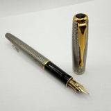Parker Sonnet Sterling Silver Cisele Cross Hatch Fountain Pen - Medium 18kt Gold Nib