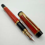 Waterman Patrician Red Coral Marble Fountain Pen - Medium 18kt Gold Nib