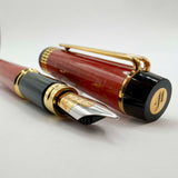 Waterman Patrician Red Coral Marble Fountain Pen - Medium 18kt Gold Nib