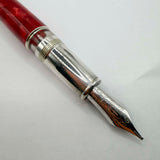 Aurora's 85th Anniversary Red Marble/Sterling Silver Limited Edition Fountain Pen - Broad 18kt Gold Nib