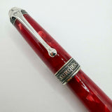 Aurora's 85th Anniversary Red Marble/Sterling Silver Limited Edition Fountain Pen - Broad 18kt Gold Nib