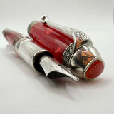 Aurora's 85th Anniversary Red Marble/Sterling Silver Limited Edition Fountain Pen - Broad 18kt Gold Nib