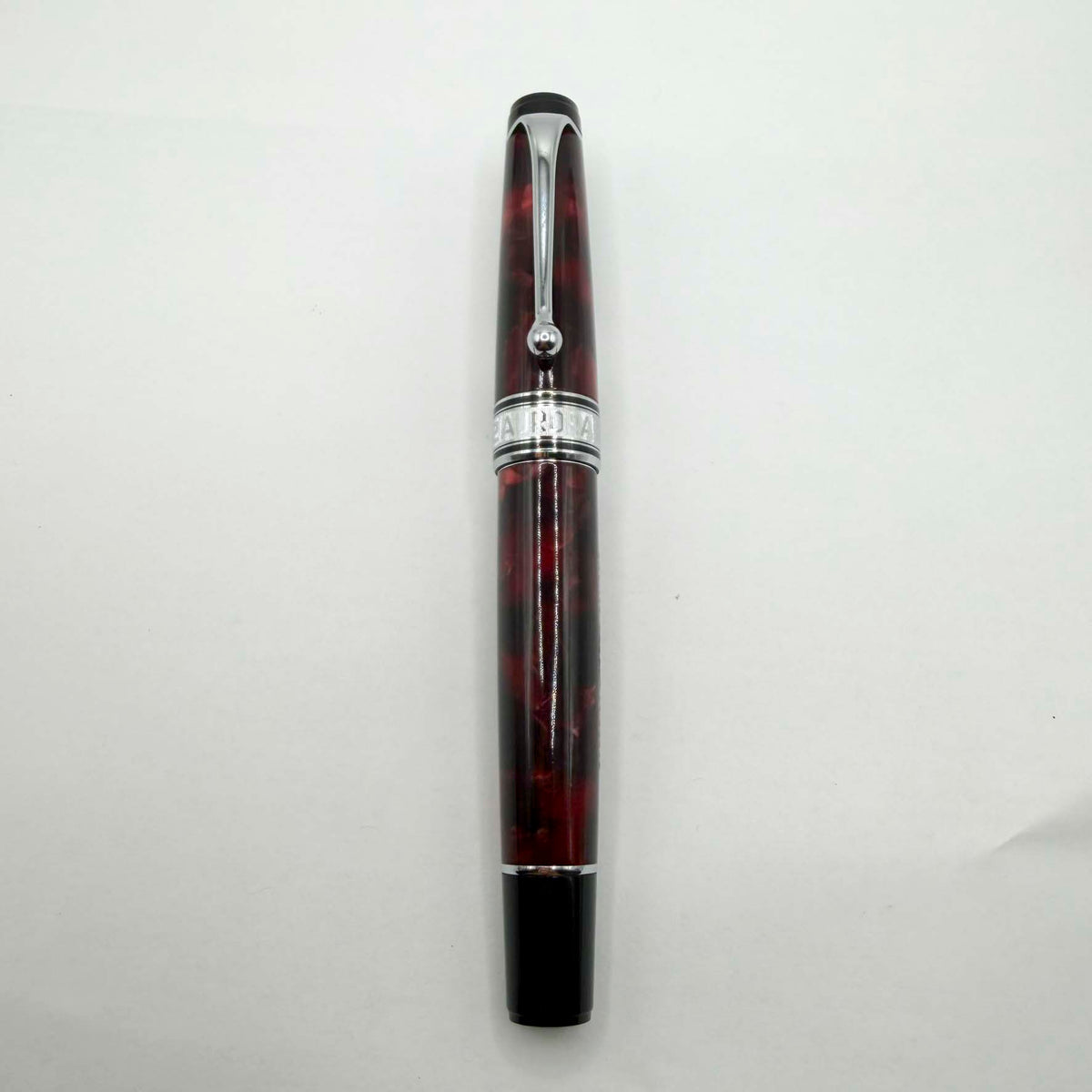 Aurora Optima  Marbled Burgundy Auroloide Fountain Pen -  Fine 14kt Gold Nib