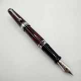 Aurora Optima  Marbled Burgundy Auroloide Fountain Pen -  Fine 14kt Gold Nib