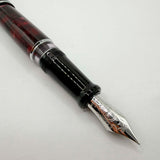 Aurora Optima  Marbled Burgundy Auroloide Fountain Pen -  Fine 14kt Gold Nib