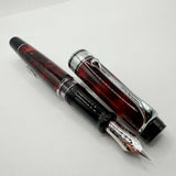 Aurora Optima  Marbled Burgundy Auroloide Fountain Pen -  Fine 14kt Gold Nib