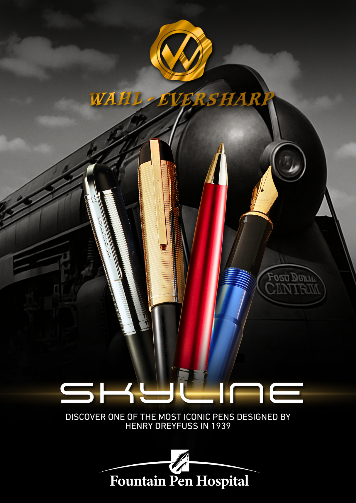 Wahl-Eversharp Skyline Red Presentation Gold Cap - Ballpoint Pen