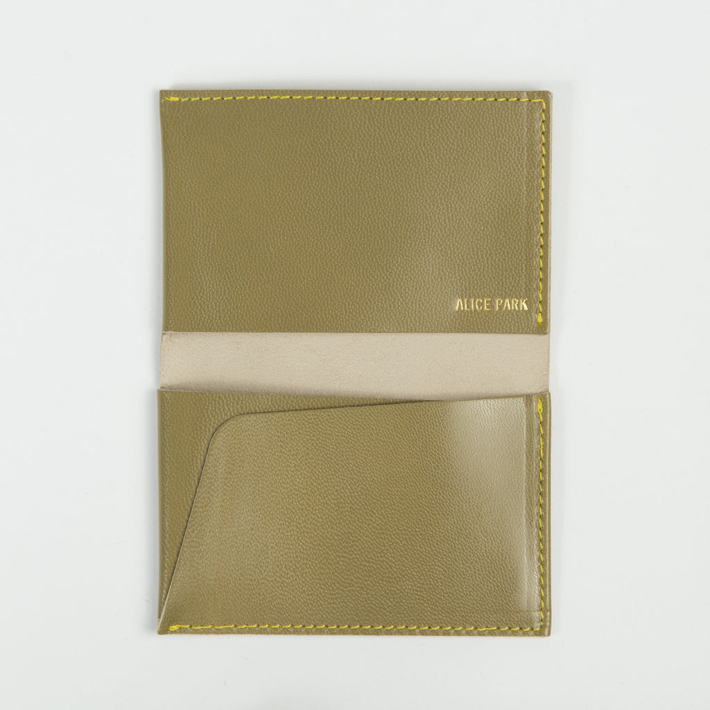 alice park kidskin card case olive